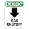 Signmission Safety Sign, OSHA EMERGENCY, 5" Height, Gas Shutoff (Down Arrow), Portrait OS-EM-D-35-V-10503 - alternate 1